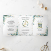 Eukalyptus-Gold in einem QR-Code Dreifach Gefaltete Einladung (Innenseite)