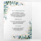 Eukalyptus-Gold in einem QR-Code Dreifach Gefaltete Einladung (Innen Erste Seite)