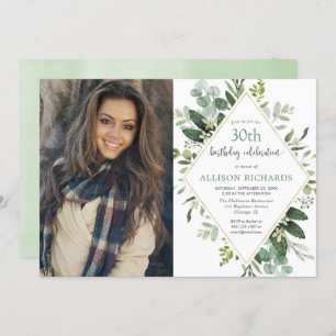 Eukalyptus-Gold jedes erwachsene Alter Geburtstag Einladung