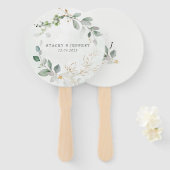 Eukalyptus-Gold-Kalligrafie-Hand F Fächer (Vorne und Hinten)