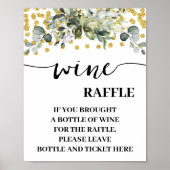 Eukalyptus Gold Lassen Sie Wein Flasche Hier Karte Poster (Vorne)