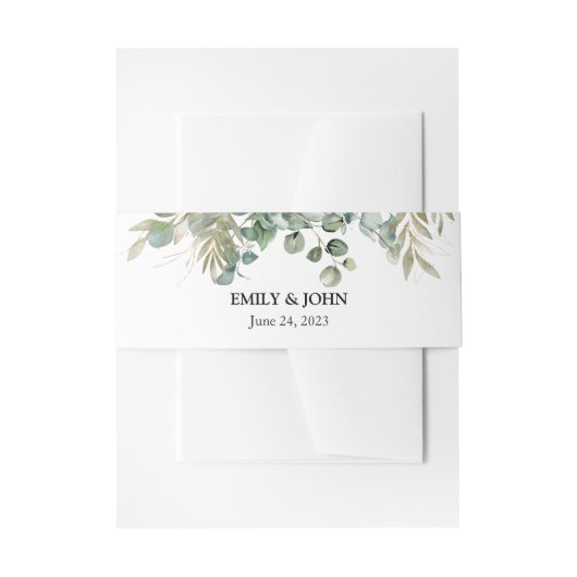 Eukalyptus Gold Leaf Modernes Design Einladungsbanderole (Vorderseite Beispiel)