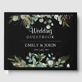 Eukalyptus Gold Leaf Modernes Design Gästebuch