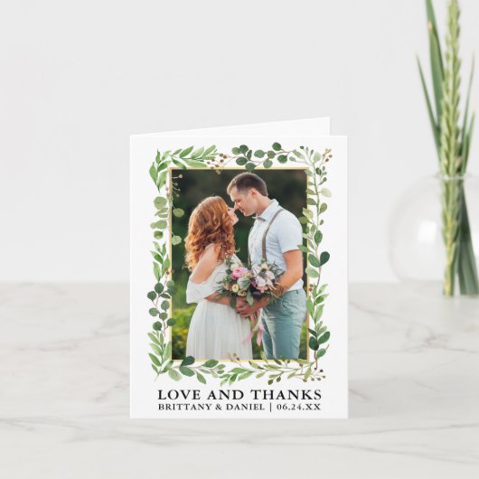 Eukalyptus-Gold-Liebe für Aquarellfarben Dank Dankeskarte (Vorderseite)