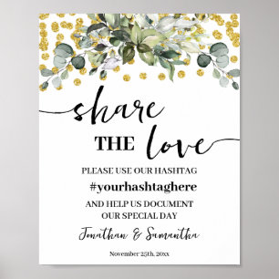 Eukalyptus Gold - Liebe-Polterabend-Zeichen Poster