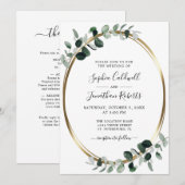Eukalyptus Gold Metallic All in one Wedding Einladung (Vorne/Hinten)