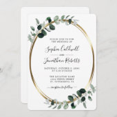 Eukalyptus Gold Metallic All in one Wedding Einladung (Vorne/Hinten)