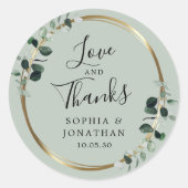 Eukalyptus Gold Metallic Gastgeschenk Hochzeit Vie Runder Aufkleber (Vorderseite)