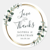 Eukalyptus Gold Metallic Gastgeschenk Hochzeit Vie Runder Aufkleber (Vorderseite)