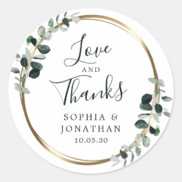 Eukalyptus Gold Metallic Gastgeschenk Hochzeit Vie Runder Aufkleber