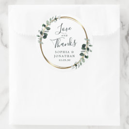 Eukalyptus Gold Metallic Gastgeschenk Hochzeit Vie Runder Aufkleber