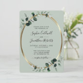 Eukalyptus Gold Metallic Sage All in one Wedding Einladung (Stehend Vorderseite)