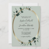 Eukalyptus Gold Metallic Sage All in one Wedding Einladung (Vorderseite)