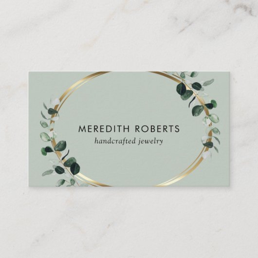Eukalyptus Gold Metallic Sage Jewelier Designer Visitenkarte (Vorderseite)