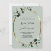 Eukalyptus Gold Metallic Sage Wedding Empfang Einladung (Vorderseite)