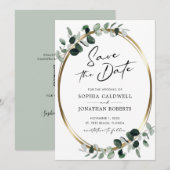Eukalyptus Gold Moderne Kalligrafie Hochzeit Save The Date (Vorne/Hinten)
