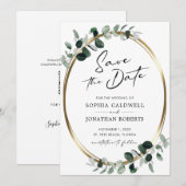 Eukalyptus Gold Moderne Kalligrafie Hochzeit Save The Date (Vorne/Hinten)