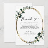 Eukalyptus Gold Moderne Kalligrafie White Wedding Dankeskarte (Vorne/Hinten)