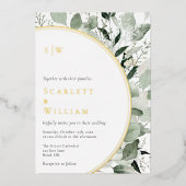 Eukalyptus Gold Monogram Foto Wedding Folieneinladung (Vorderseite)