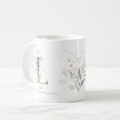 Eukalyptus Gold Monogram Initial L Greenery Chic Kaffeetasse (Vorderseite Links)
