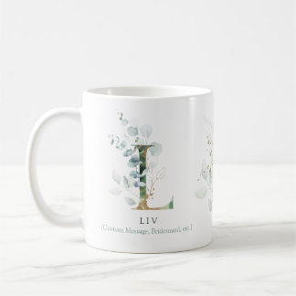 Eukalyptus Gold Monogram Initial L Greenery Chic Kaffeetasse