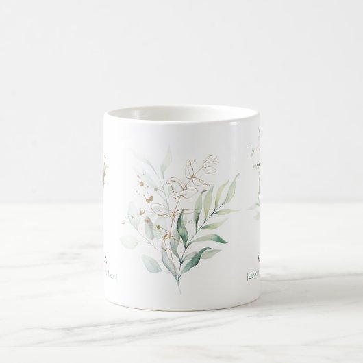 Eukalyptus Gold Monogram Initial V Greenery Chic Kaffeetasse (Mittel)