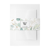 Eukalyptus-Gold-Monogramm-Einladung Einladungsbanderole (Vorderseite Beispiel)