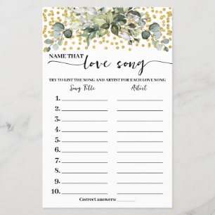 Eukalyptus Gold Name Liebe Song Duschspielkarte Flyer