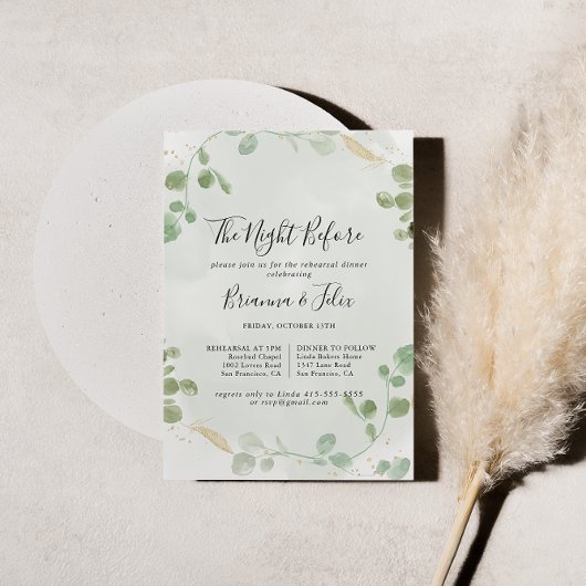 Eukalyptus Gold Night Before Probe Dinner Einladung