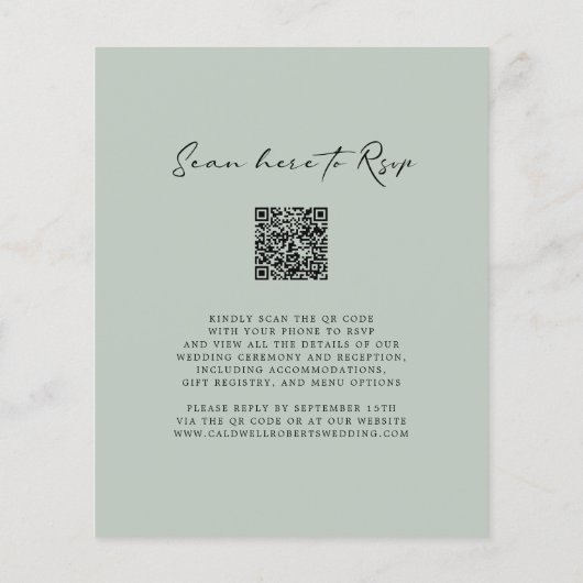Eukalyptus Gold QR Code Sage Wedding Flyer (Hinten)