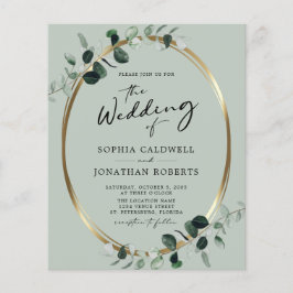 Eukalyptus Gold QR Code Sage Wedding Flyer