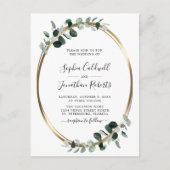 Eukalyptus Gold QR Code UAWG Wedding Einladungspostkarte (Vorderseite)