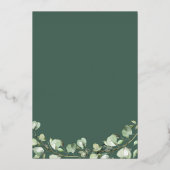 Eukalyptus-Gold-Rahmen-Blätter zum Hochzeitstag Folieneinladung (Rückseite)