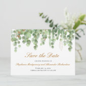 Eukalyptus-Gold-Rett-Hochzeitstag Ankündigung (Stehend Vorderseite)