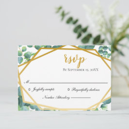 Eukalyptus Gold Rustic Wedding RSVP Card