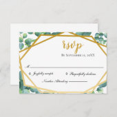 Eukalyptus Gold Rustic Wedding RSVP Card (Vorne/Hinten)