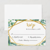 Eukalyptus Gold Rustic Wedding RSVP Card Karte (Vorne/Hinten)