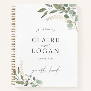 Eukalyptus Gold Sage Green Wedding Guest Book Notizblock