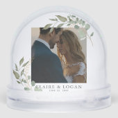 Eukalyptus Gold Sage Green Wedple Schneekugeln (Rückseite)