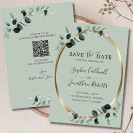Eukalyptus Gold Sage QR Code Hochzeit Save The Date