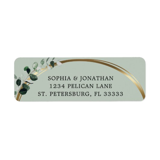 Eukalyptus Gold Sage Wedding Return Address Label (Vorne)