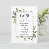Eukalyptus Gold Save The Date (Stehend Vorderseite)