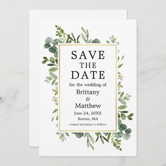 Eukalyptus Gold Save The Date (Vorne/Hinten)