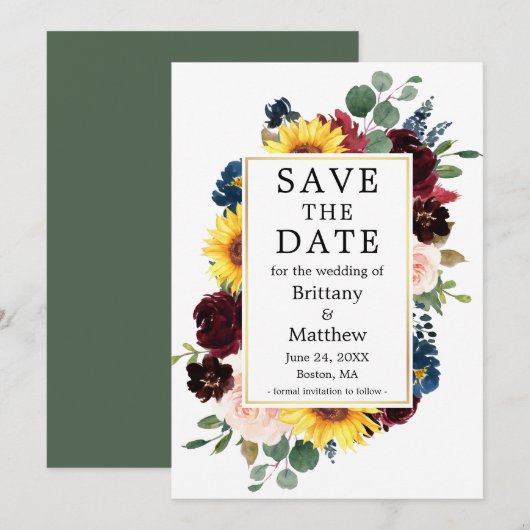 Eukalyptus Gold Save The Date (Vorne/Hinten)