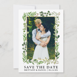 Eukalyptus-Gold-Save the Date-Karte Save The Date