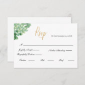 Eukalyptus Gold Script Formal Elegante Hochzeit RSVP Karte (Vorne/Hinten)