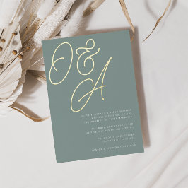 Eukalyptus | Gold Script Monogram Wedding Folieneinladung