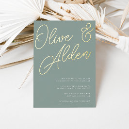 Eukalyptus | Gold Script Wedding Folieneinladung