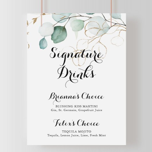 Eukalyptus Gold Signature Drinks Zeichen Poster