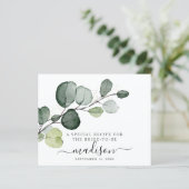 Eukalyptus Gold Spritzer Brautparty Rezept Karte (Stehend Vorderseite)